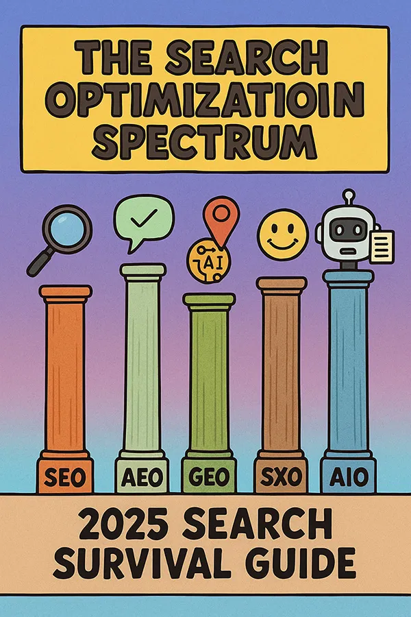 Pillars of SEO, AEO, GEO, SXO, AIO