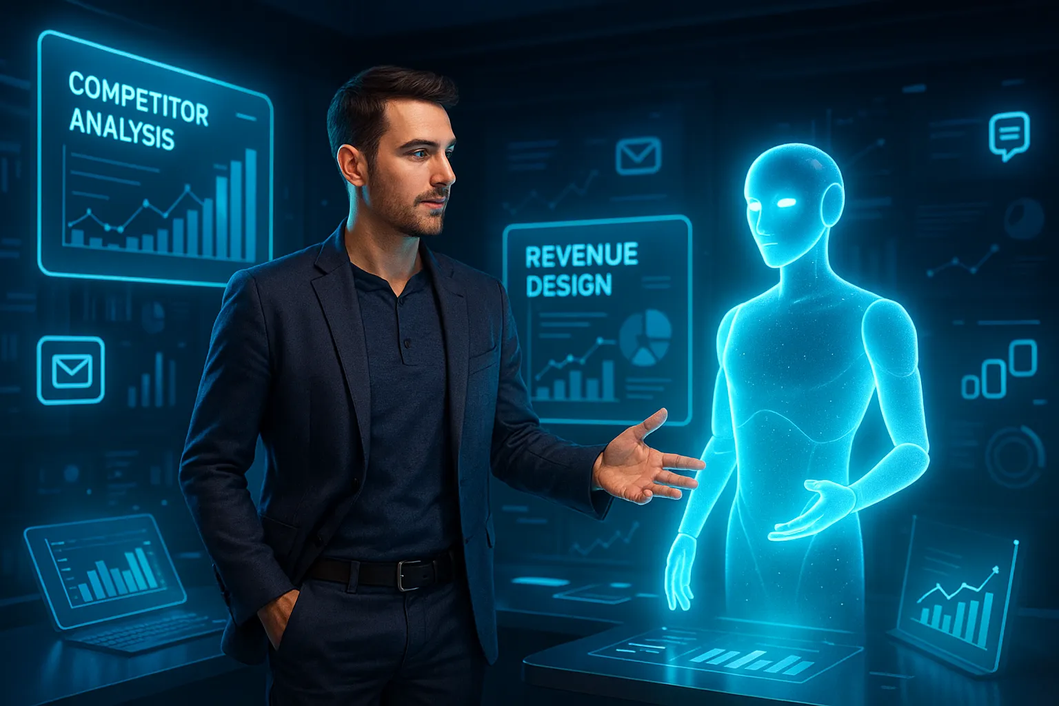 Illustration showing AI marketing automation