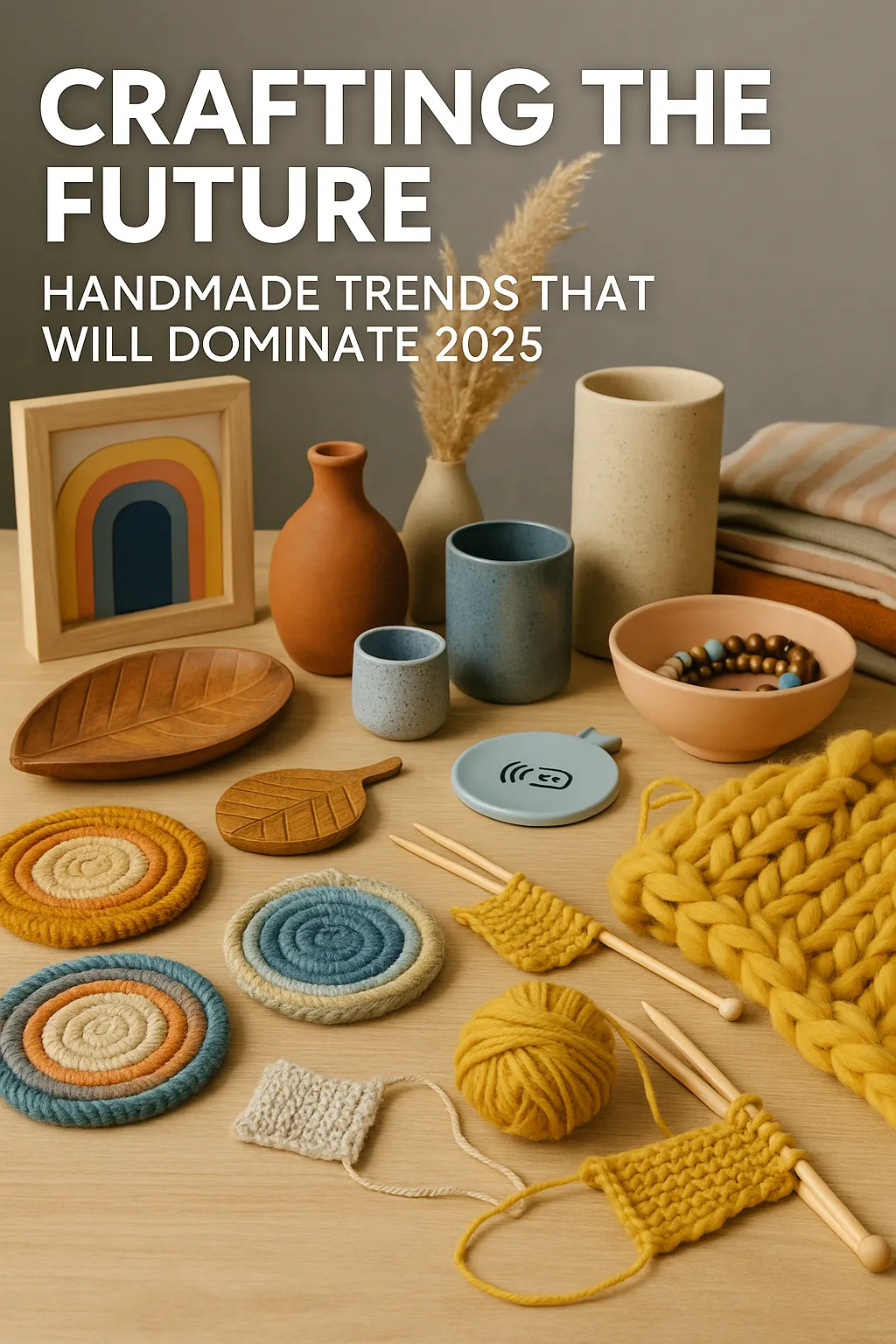Handmade crafts on display with natural, upcycled, and tech-integrated designs