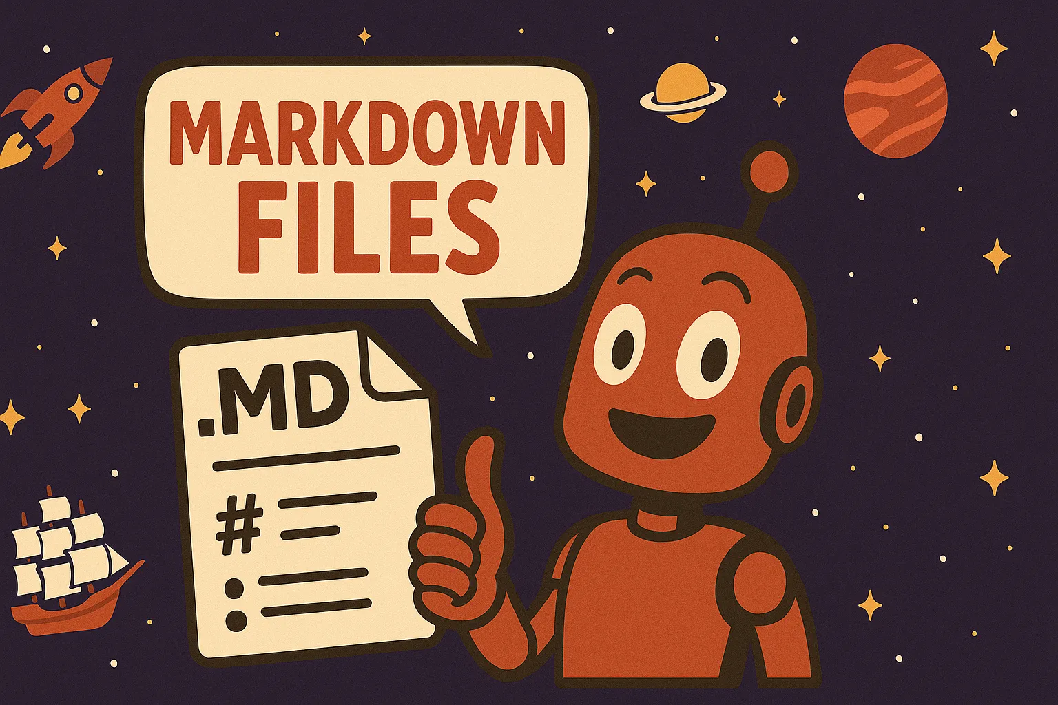 JanKY bot in space teaching  Markdown or .md language.