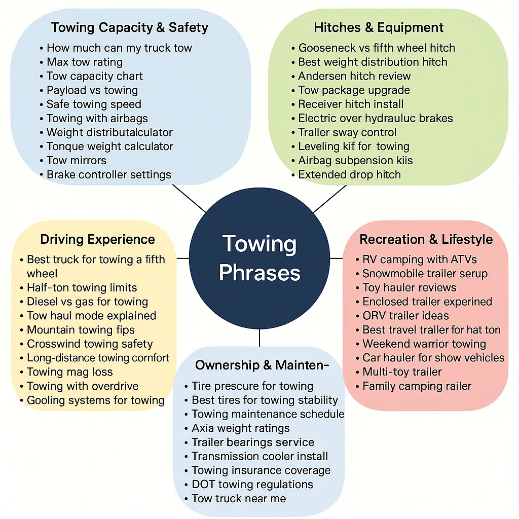 Keyword clusters for towing phrases