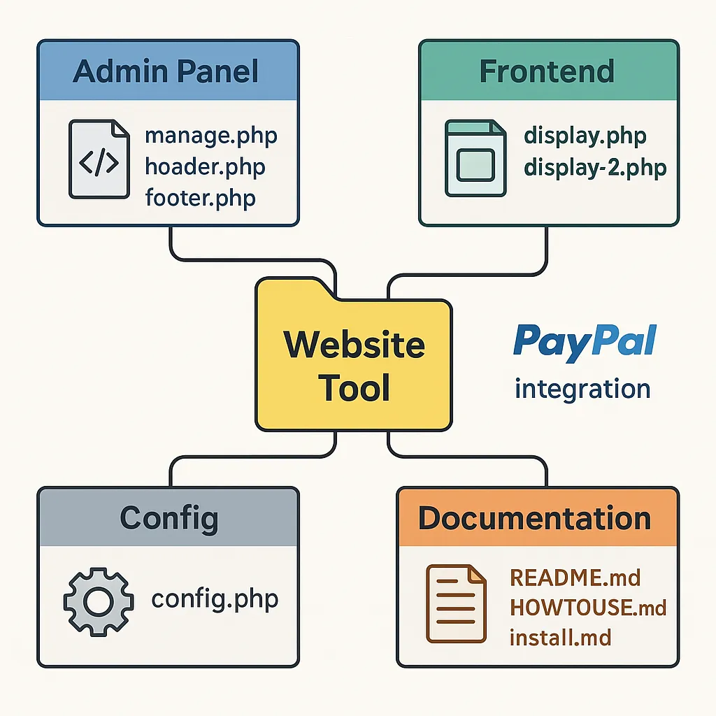 Modular web app structure with admin, frontend, and config files